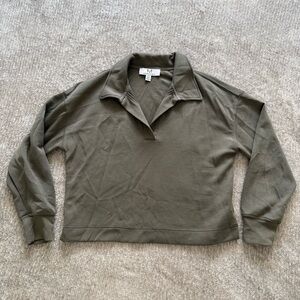 MAGASCHONI Olive Green‎ Collared Pullover Top Size S